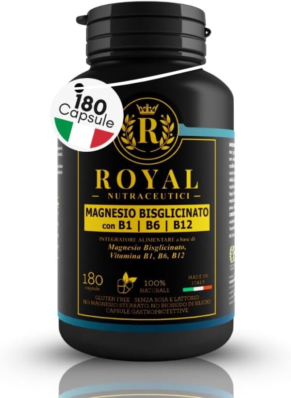 Magnesio Bisglicinato in Forma Chelata + Vitamine B12, B6, B1